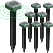 Solar Powered Mole Repellent Stakes 8pk Ultrasonic Gopher Snake Deterrent Waterproof Easy Install Offers Wide Coverage U