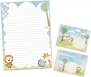 Writing Paper Set Letter Pad with Envelope for Boys Girls Children Animals Africa Savannah (A4 Pad with 25 Sheets + 15 Envelopes)