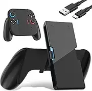 GLDRAM Charger Grip for Nintendo Switch 2 Joycon, Comfort Portable Charging Dock Stand, Controller Handle Accessories with Magnetic Charge Port & LED Indicator Light & USB Cable - Play While Charging