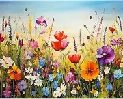 Paint by Numbers Kit Flowers,Colorful Flower Paint by Number Kits for Adults,Floral Adults Paint by Numbers Kits on Canvas Without Frame Oil Painting Acrylic Paints for Home Wall Decor 16X20inch