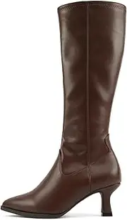 [Soda] “Drawn” ~ Women Pointed Toe Low Heel Quarter Zip Knee-High Boot