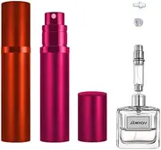 ACMYCH 2PCS Perfume Atomiser Refillable, Empty Travel Perfume Atomiser, 5 ml Mini Portable Spray Bottle, Pocket Atomiser for On the Go (Red & Rose Red)