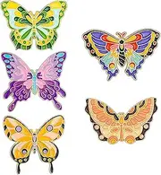[Generic] 5 Pcs Butterfly Enamel Pins, Metal Butterfly Brooch Vintage Enamel Pin Cute Animal Shape Brooches Inset Pins for Women