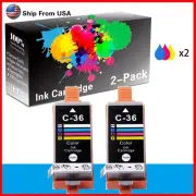 2-Pack CLI-36 CLI 36 Ink Cartridge Work With PIXMA IP100 Printer