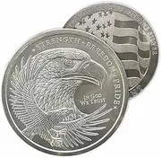 5 oz silver Double Eagle flag Round Strength, Freedom, & Pride in capsule