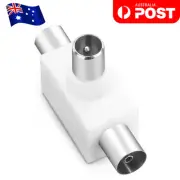 TV Antenna Splitter Double Adapter 1 Male to 2 Females PAL Connector