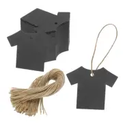 100Pcs Kraft Paper Gift Tags with String,2.6x2.4" T-shirts Paper Labels Black