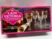 Lady Victoria Fine Crystal Stemware Chantelle Pattern White Wine Glasses