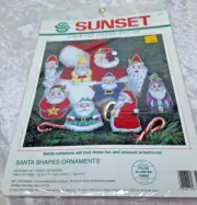 Dimensions Cross Stitch Kit Santa Shapes Ornaments 18340 1993 Sealed New