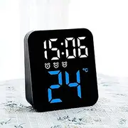 Bay Breeze Vintage Round Digital Clock for Bedroom, Home Alarm Clock for Kids and Adults, Traditional Design (Modern Black)