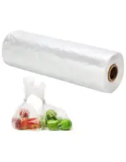 (6 Rolls) Clear Produce Roll Bags Heavy Duty Gusset Freezer Plastic Reusable Bag