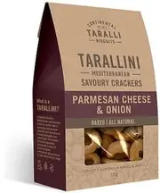 Tarallini Mediterranean Savoury Crackers Parmesan Cheese & Onion 125g