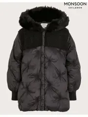 Monsoon Black Chester Quilted Borg Coat (AA1896) | $150 - $173