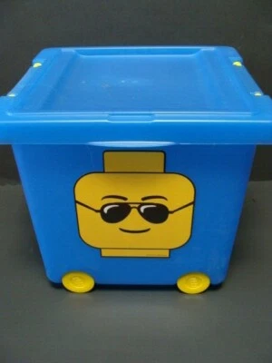NEW LEGO Wheeled Storage Blue Bin Tub Stacking Organizer 21.5qt Minifigure IRIS