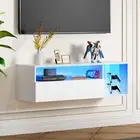 39.3'' LED Floating TV Cabinet, Wall Mounted Entertainment Stand with Modern Des