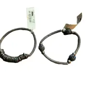 Charming Charlie Bracelets Silver Black Tone Rings and Blue Stone Beads Lot of T