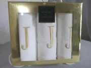NEW Avanti 3 Embroidered Initial "J" Champagne Bathroom Bath Fingertip Towels