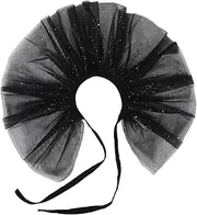 [FRCOLOR] Puffed Fake Collar Neck Ruff Renaissance Tulle Collar Tulle Ruffle Neck Collar Renaissance Choker Collar Vintage Ruffle Collar Clown Ruffle Collar Ruffle Clown Collar Mesh Black