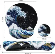 4In1 Large Gaming Mouse Pad and Mouse Pad Wrist Support Set 35.1 x 15. Sea Wave