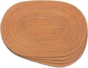 Noctiflorous Oval Braided Placemats Set of 4 Woven 12x18 Inch Non Slip Washable Heat Resistant Place Mats Round Tablemats for Dining Kitchen Party Daily Table Decor Dinner Mats (06 Brown Orange, 4)