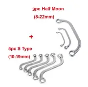 8pc Obstruction Ring Spanner: 3pc 8-22mm C-Type Half Moon + 5pc 10-19mm S Shape