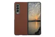 ZUSLAB Galaxy Z Fold3 5G Genuine Leather Case Shockproof Fashion Cover for Samsung - Brown