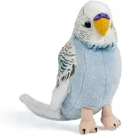 Living Nature Blue Budgerigar Plush Toy with Sound, Realistic Soft Toy Bird for Kids and Collectors, Eco-Friendly Stuffed Animal with Educational Fact Tag