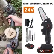 Mini Electric Chainsaw 550W 24V 4 Inch Cordless Portable Rechargeable Battery FS