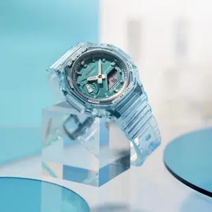 【CASIO 卡西歐】G-SHOCK 女錶 八角農家橡樹 半透明雙顯手錶-藍(GMA-S2100SK-2A)