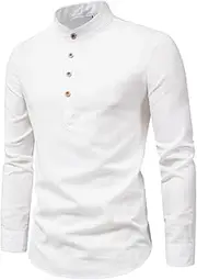 [Generic] Heat Transfer Paper for T Shirts Mens European and American Men's Stand Collar Solid Color Long Sleeve Shirt T Shirt Mens Big Tall