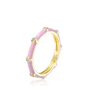 Rachel Glauber 14K Plated CZ Bamboo Stacking Ring
