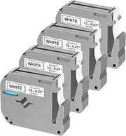 SuperInk 4 PK Compatible Black on White MK231 M-K231 Label Tape for Brother P-Touch PT-100 PT-110