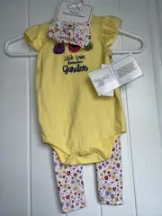 NEW NWT Quiltex girls 12 months pretty 3 pc pant set outfit set with Bow
