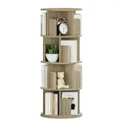 Rotating Bookshelf, 360° Display Standing Book Shelf 4-Tier Grey Brown