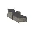 Sun Lounger With Dark Grey Cushion Poly Rattan Grey