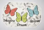 Old Time Pottery Decor Placemat Vinyl Non-Slip Durable Butterfly 12" X 18"