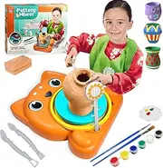 [chikro] Pottery Wheel for Kids 6-12 : DIY Pottery Kit for Beginners Air Dry Clay Painting, Arts and Crafts for Kids Ages 8-12, Birthday Gifts Toys 6 7 8 9 10 11 12 Year Old Boys Girls