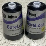 Lot Of 2 Coats & Clark SureLock Overlock Polyester Thread 6000 Yards Each Black