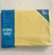 Vintage Grants Double Full Flat Sheet No Iron Muslin Yellow New NIP 1970s 81x104