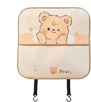 Car Seat Back Protector, Cartoon Pu Leather Kick Pad, Stain-Resistant Car Cover, Easy-Clean Waterproof Shield, Versatile Fit, Brown, Perfect for Family Travel with Kids