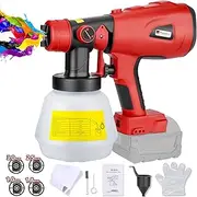 Cordless Paint Sprayer for Milwaukee M18 18V Lithium Battery, 200W High Power HVLP Paint Gun with 4 Nozzles, 3 Patterns, 800ml Container for Indoor and