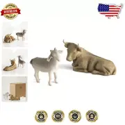 Warmth & Protection: Resin Ox and Goat Nativity Figures - Holiday Tradition Set