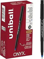 uni-ball ONYX Rollerball Pen, Micro Point (0.5mm), Blue, 12 Count