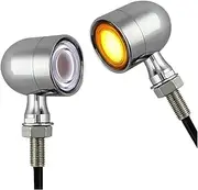 Motorcycle Indicators Turning For Harley For Chopper Bobber Motorcycle Turn Signals Led Front Tail Lights Retro Bullet Brake Blinkers Running Light(Silver White Light)