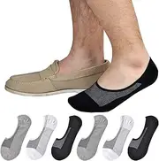 [Jormatt] Genuine Mens No Show Socks,Loafer Sneakers Low Cut Cotton Socks With Non Slip Grips