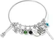 [SONGCHANGJEWELRY] Witch Hat Broomsticks Crown Wand Charms Bracelet Women Men Jewelry Gift Halloween Costume Party Accessories Merch, 5-10 inches, no gemstone