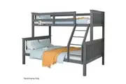 Kingston Slumber Bunk Bed Triple Wooden Single Over Double Beds for Kids, Solid Pine Wood, Convertible Design, Grey