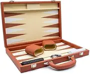 LPG Classics Leather Backgammon Set - Brown
