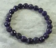Amethyst Faceted 8mm Round Bead Bracelet