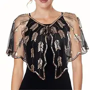 Retro Vintage Roaring 20s 1920s Scarf Wrap Shawls The Great Gatsby Flapper Girl Sequins Women's Wedding Evening Party Masquerade Adults' Shawl